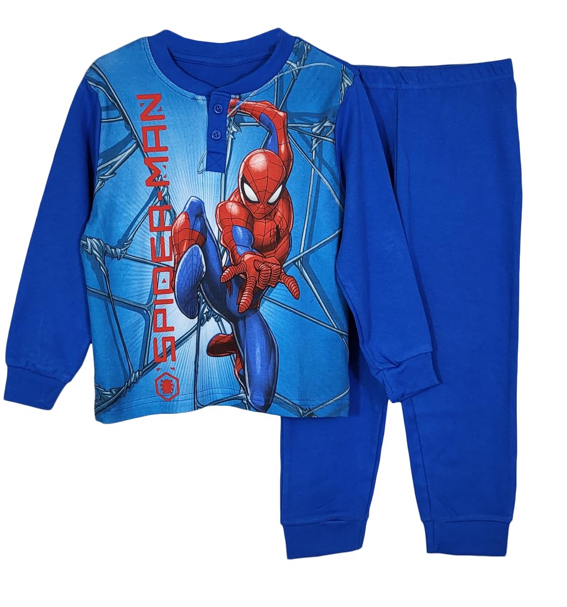 dolcecasabiancheria Pigiama Bambino Lungo in Caldo Cotone Invernale Spiderman Uomo Ragno 0560 Bluette (6 Anni)
