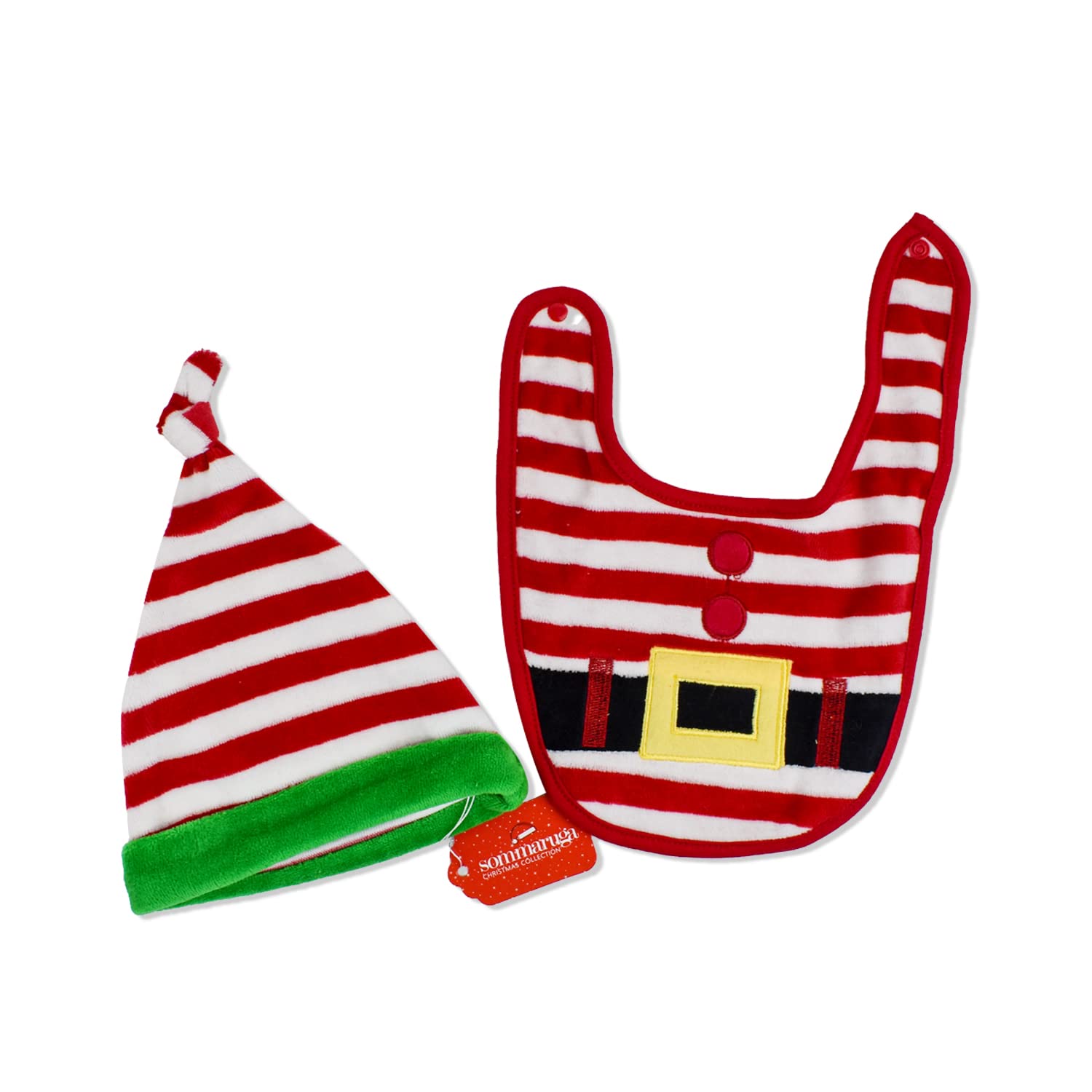 sommaruga SET NATALE NATALIZIO 2 PEZZI BAVETTA E CAPPELLINO ELFO BABBO NATALE ROSSO E BIANCO