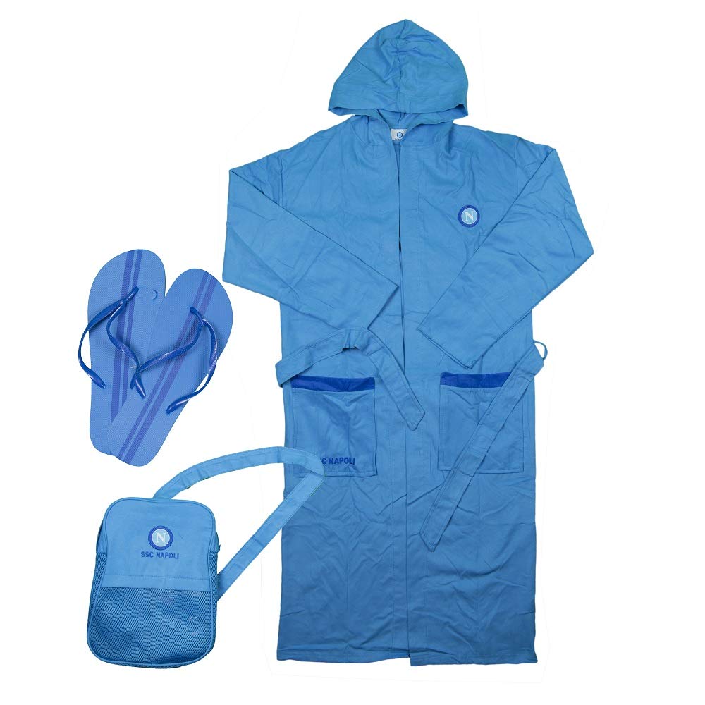 SSC NAPOLI P19b3n90654, Accappatoio Bambino in Microfibra Unisex, Celeste, 11-12 Anni
