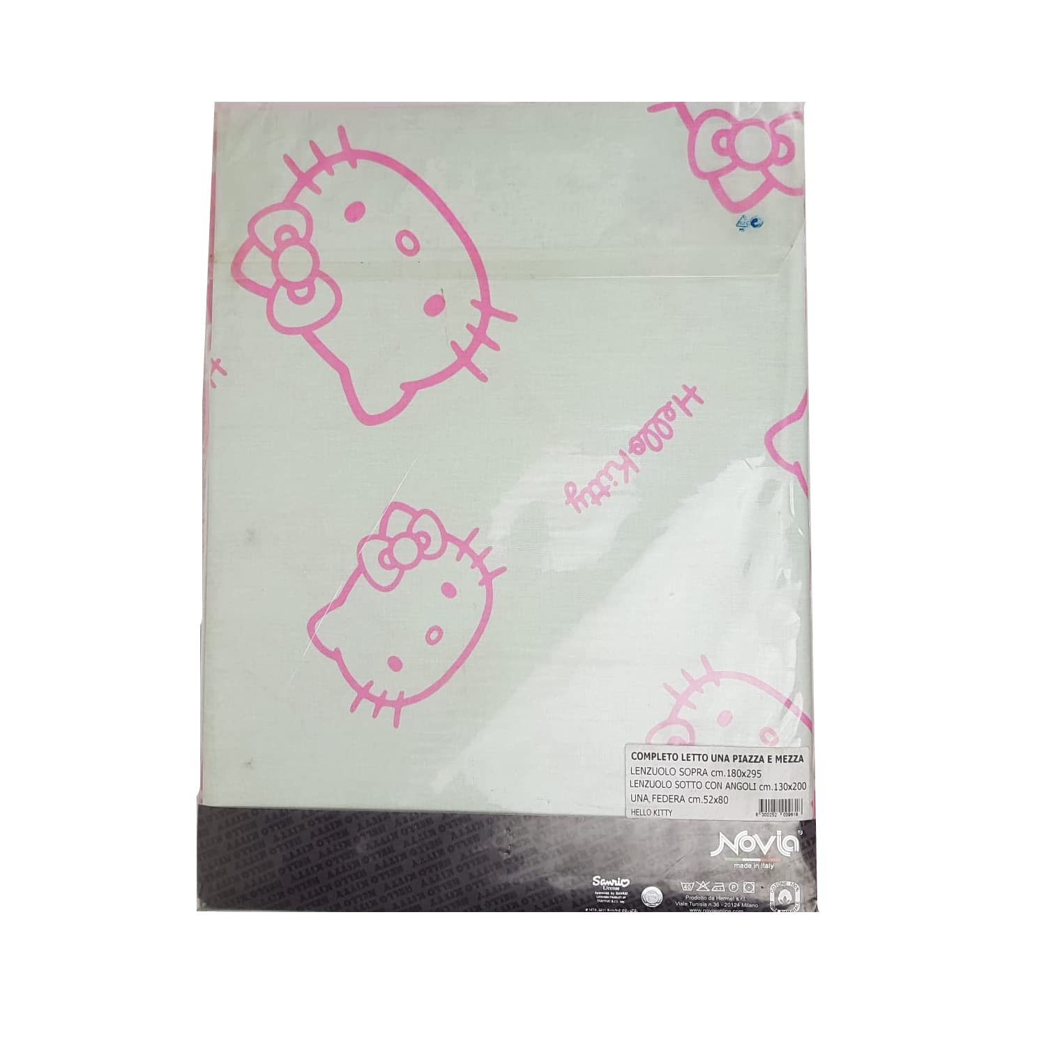 Novia Completo Letto una piazza e mezza cotone sopra, sotto e Federa Hello Kitty