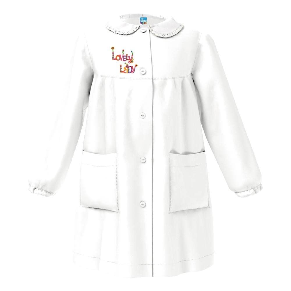 Grembiule Scuola Bambina Siggi 33gr3767 Lovely Lady Bottoni, Bianco, 7