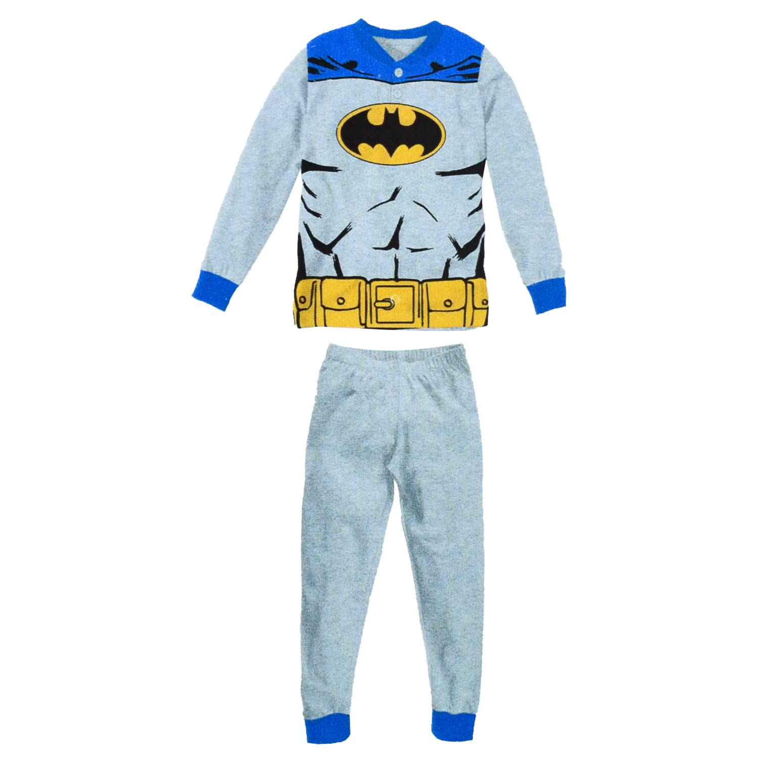 Sabor Batman Pigiama Lungo Bambino | Jersey di Cotone | Blu Avio O Grigio Melange (5 Anni, Grigio Melange)