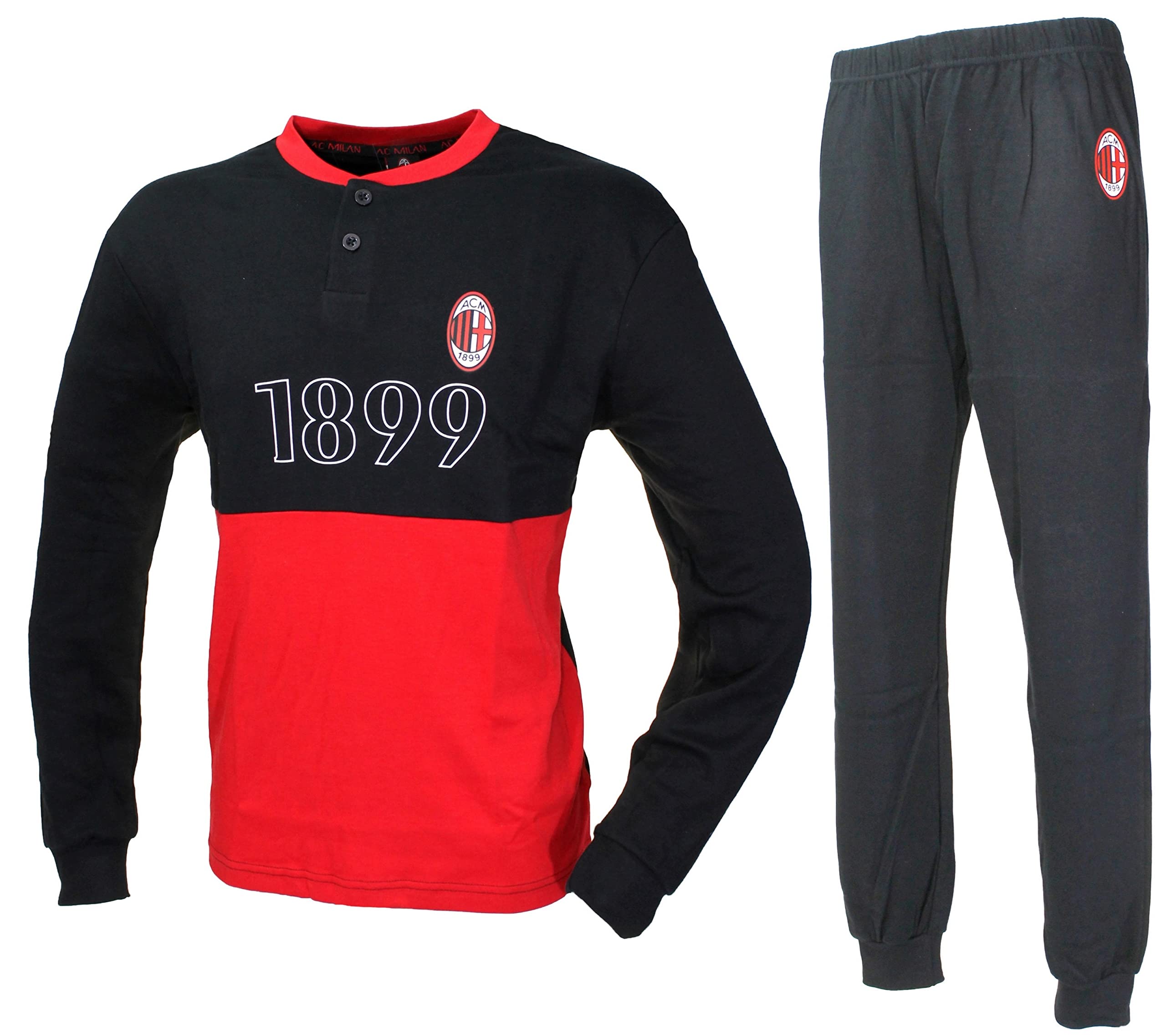 SICEM INTERNATIONAL SRL Milan Pigiama Uomo Invernale Associazione Calcio Milan Nero 14130