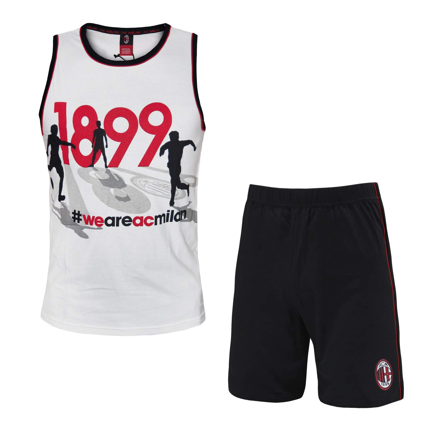 Pigiama Homewear Uomo Milan Prodotto Ufficiale Cotone Art.14077 (Bianco - XXL / 54)