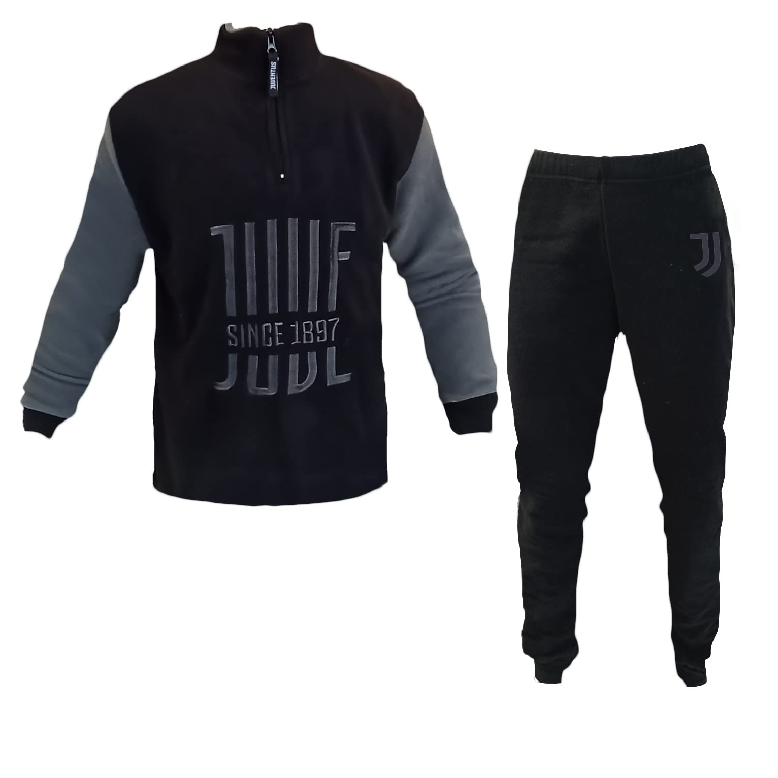 Pigiama in Pile Uomo Mezza Zip/Full Zip Juve Prodotto Ufficiale Art. JU14119 (Nero, L)