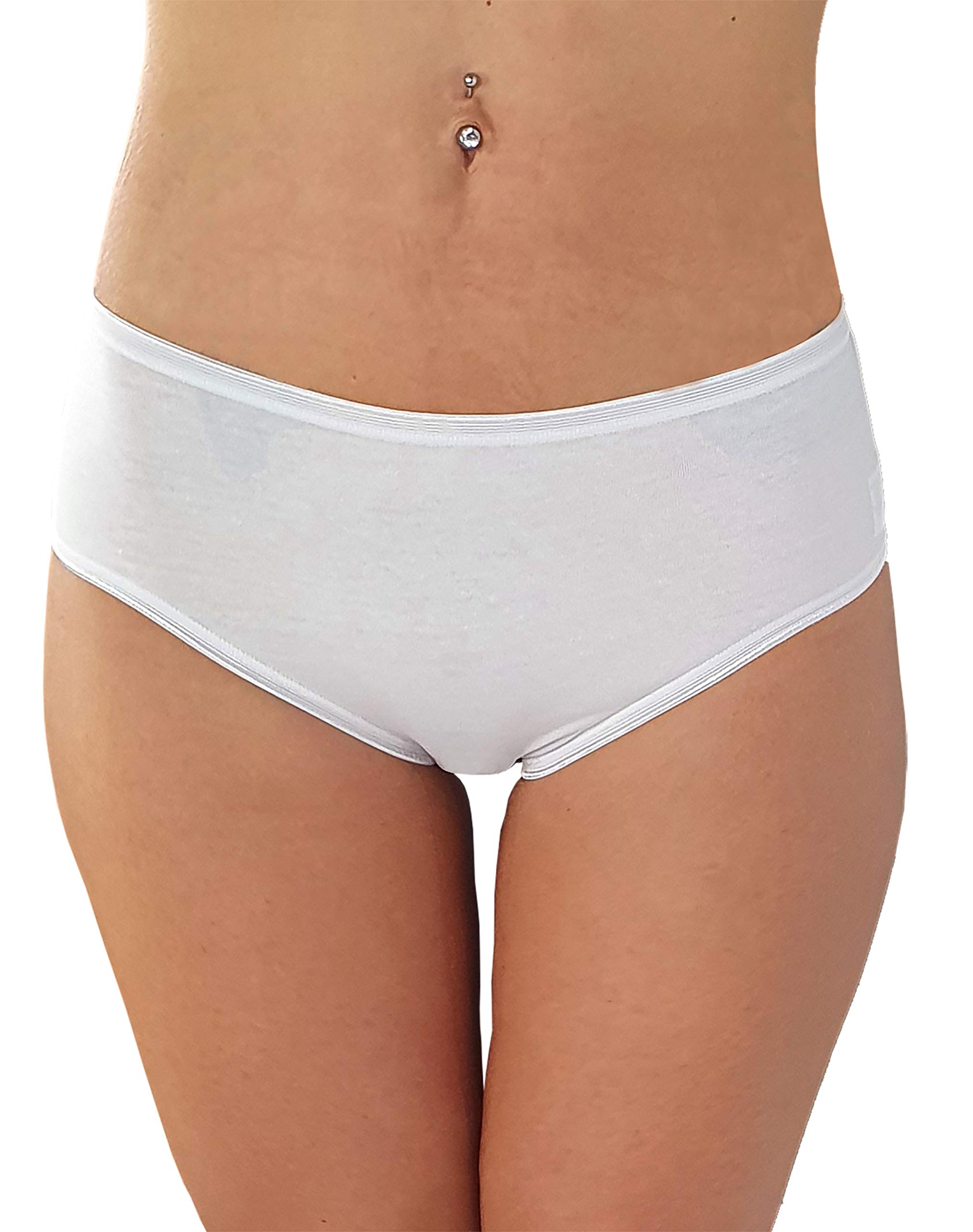 Cotonella Slip Midi Donna in Cotone Elasticizzato Art. 3940 - Confezione da 6 Pezzi - Colori Bianco E Nero - 6 Pezzi Bianco 5