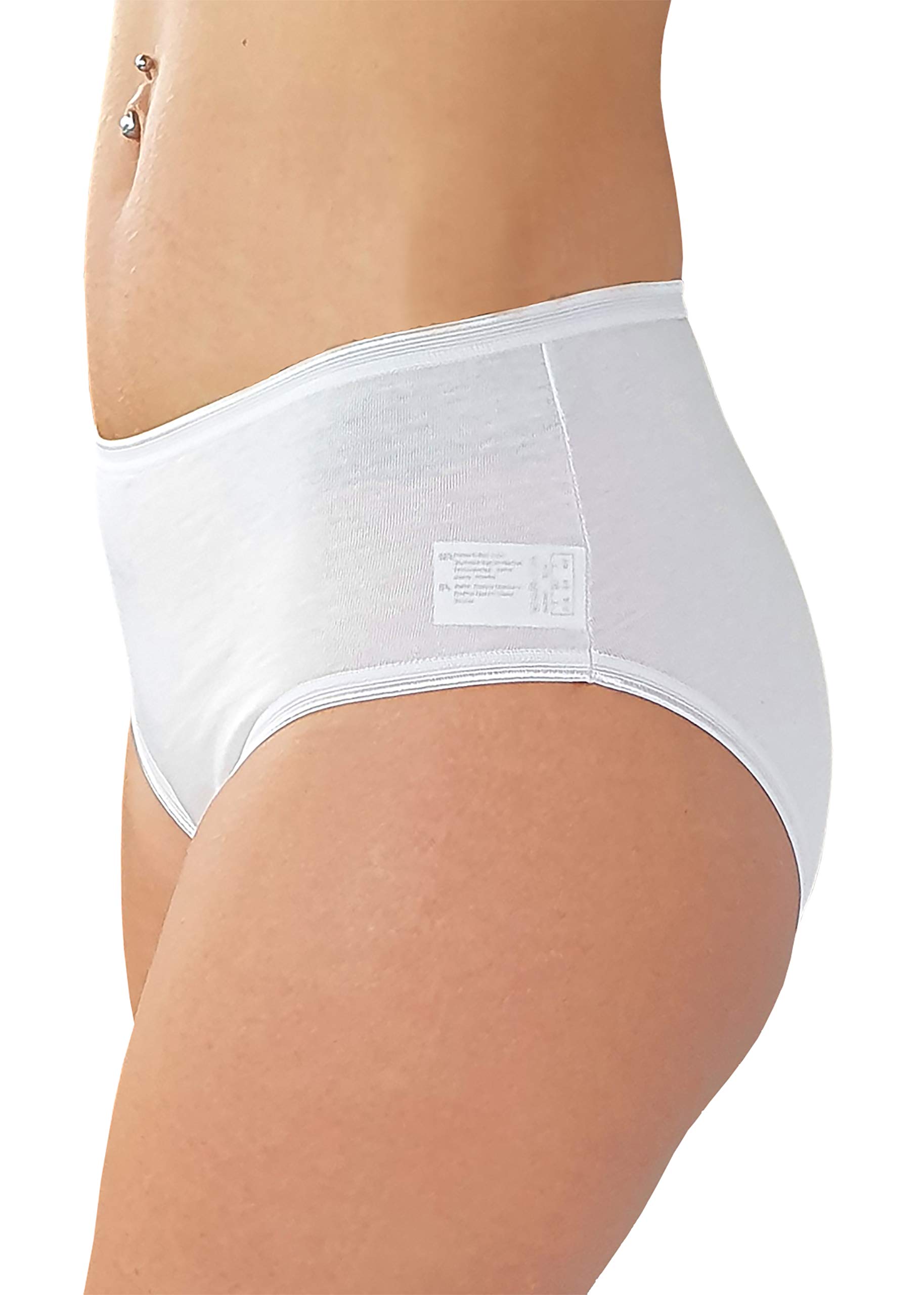 Cotonella Slip Midi Donna in Cotone Elasticizzato Art. 3940 - Confezione da 6 Pezzi - Colori Bianco E Nero - 6 Pezzi Bianco 5
