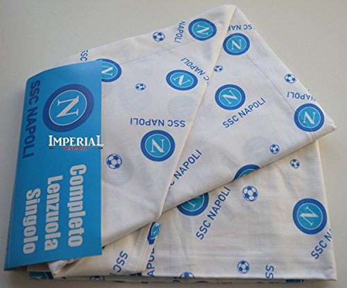 Generico Completo Lenzuolo Singolo Colore Bianco con Logo Calcio Napoli