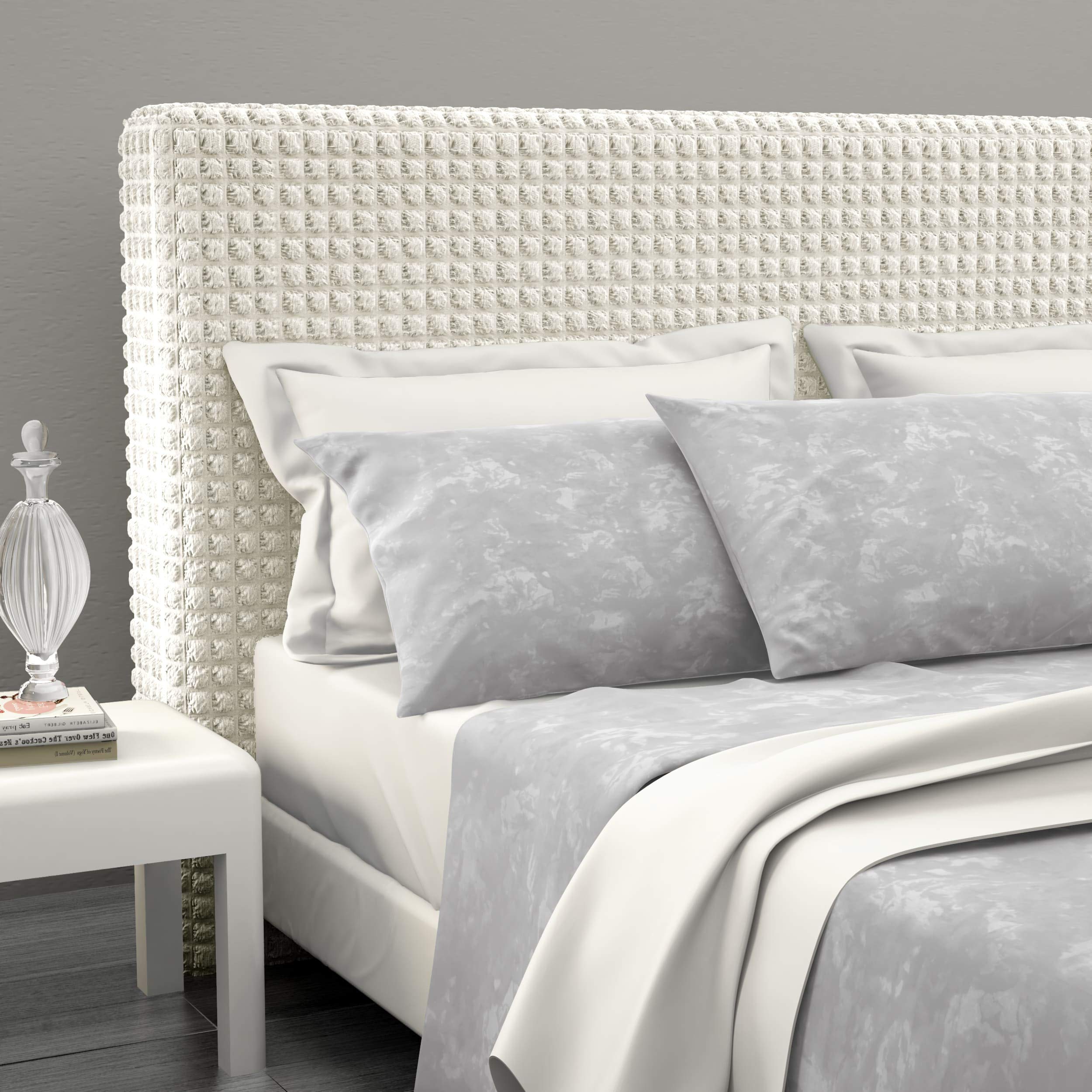 SaRani Copritestata Copri Testiere Letto Elasticizzato Morbido Tessuto Bolle Vari Color (Panna)