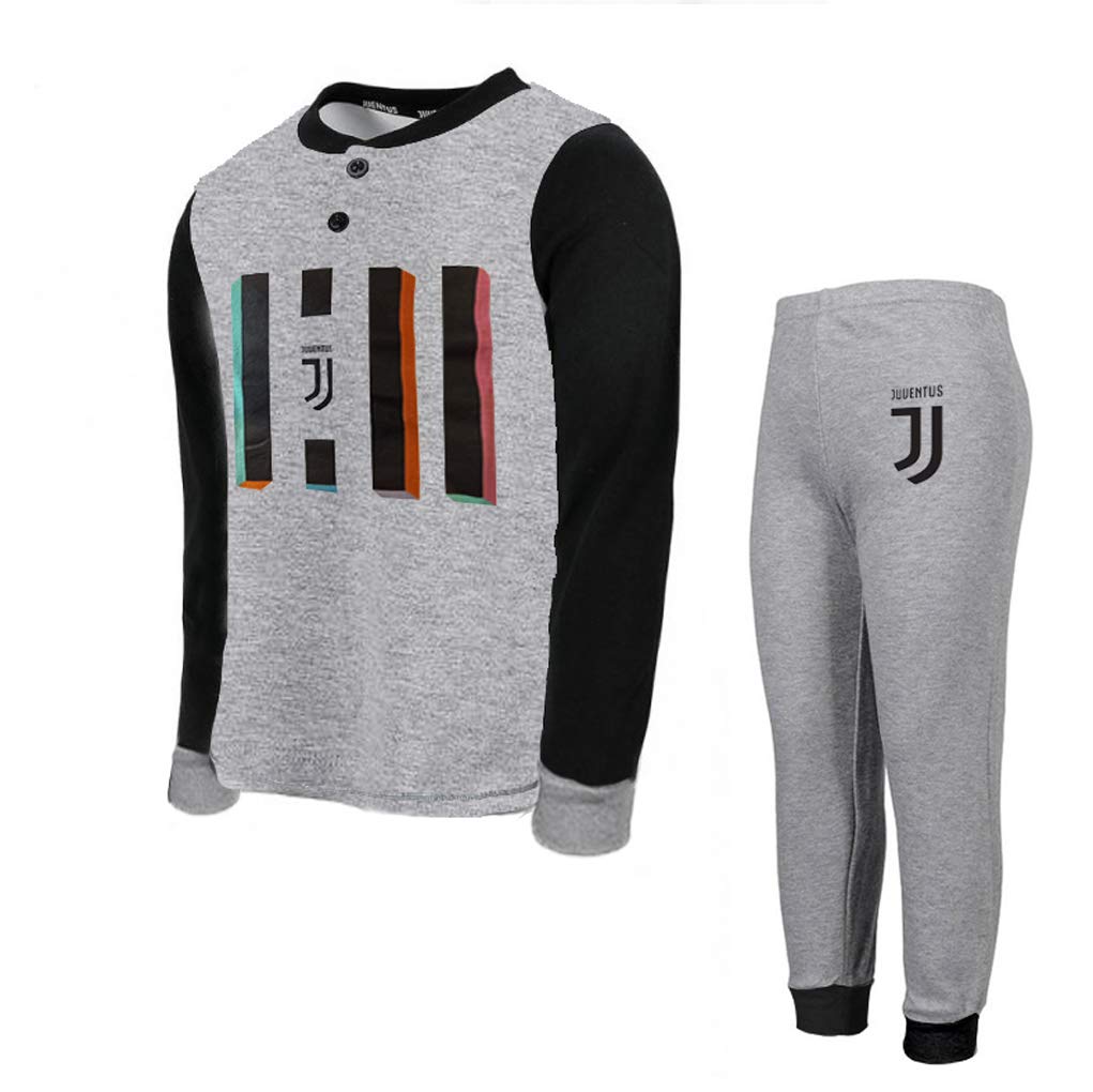 hermet Pigiama Bambino Lungo in Cotone Juve Prodotto Ufficiale JU16065 (6, Grigio)