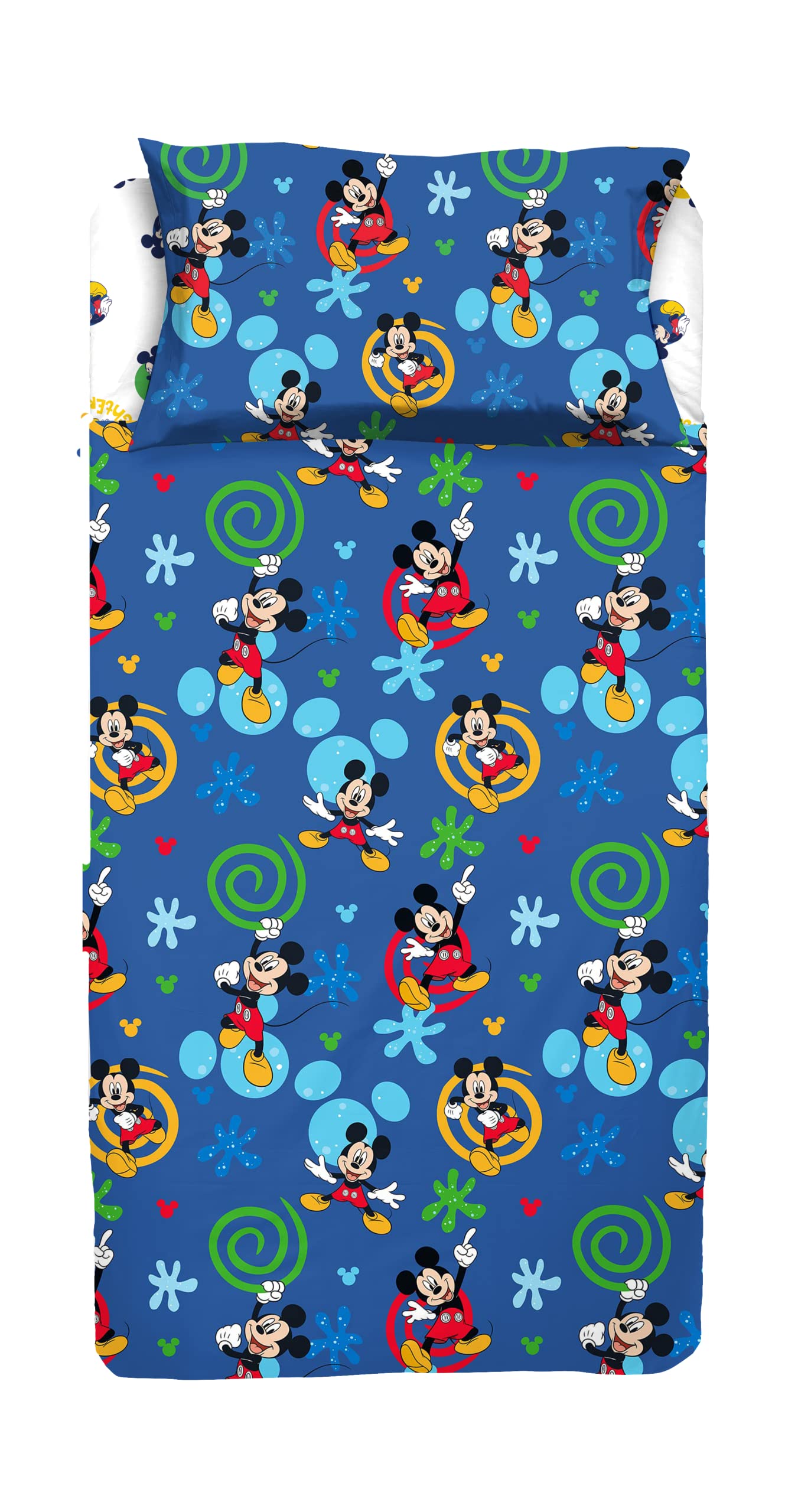 hermet Mickey Mouse | Completo Lenzuolo Singolo | 1 Piazza | 100% Cotone | Disney | Prodotto Ufficiale
