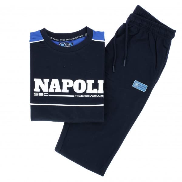 ORIGINAL INTIMO SSC Napoli Pigiama Uomo 100% Cotone Jersey Prodotto Ufficiale Napoli Calcio Art.120 (XL, Blu)