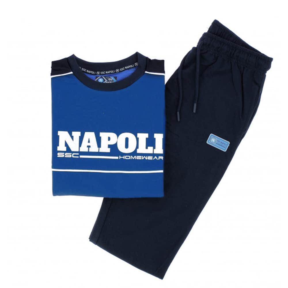 ORIGINAL INTIMO SSC Napoli Pigiama Uomo 100% Cotone Jersey Prodotto Ufficiale Napoli Calcio Art.120 (XL, Blu)