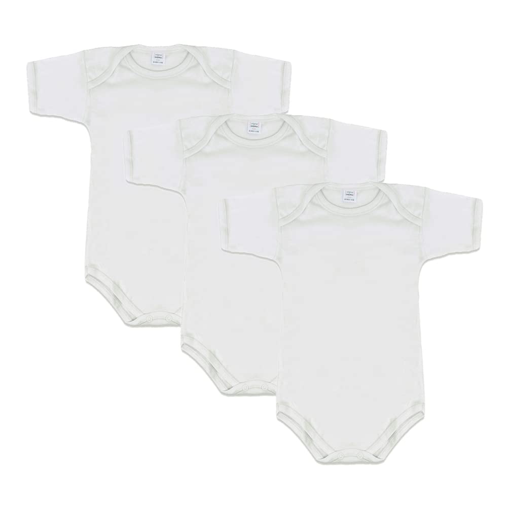 ORIGINAL INTIMO body neonato caldo cotone mezza manica colore bianco set da 3 pezzi 100% cotone (9 mesi)
