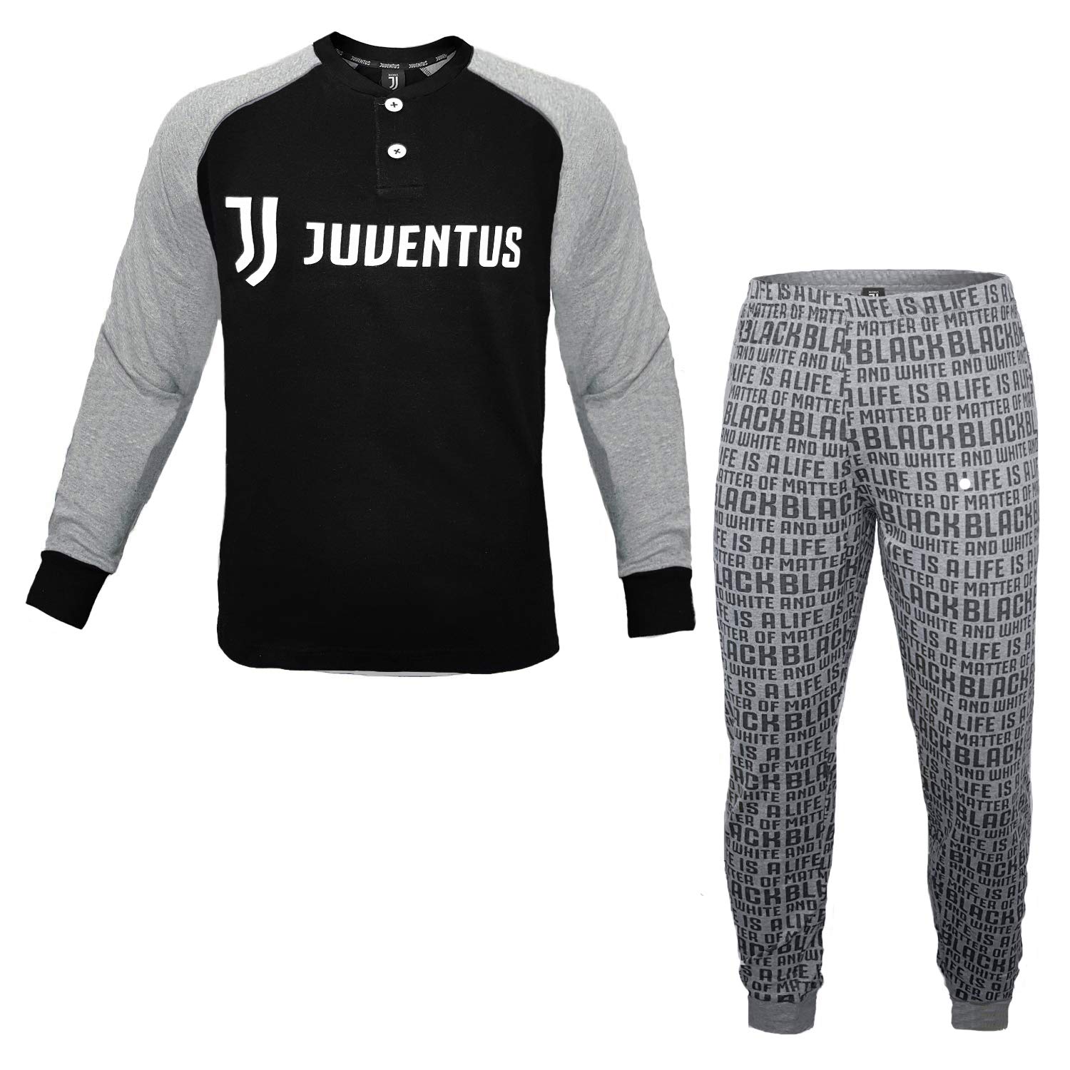JUVENTUS. Pigiama Ragazzo in Caldo Cotone Prodotto Ufficiale Art. JU15083 (14 Anni, Nero)