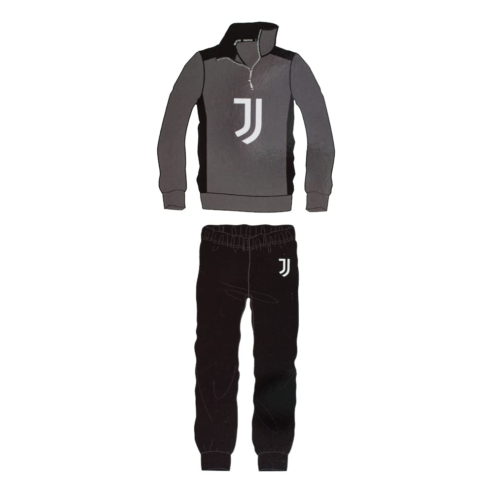 Juventus Pigiama Ragazzo in Caldo Pile in Due Colori Prodotto Ufficiale (as6, Age, 10_Years, Regular, Grigio Mezza Zip, 14 Anni)
