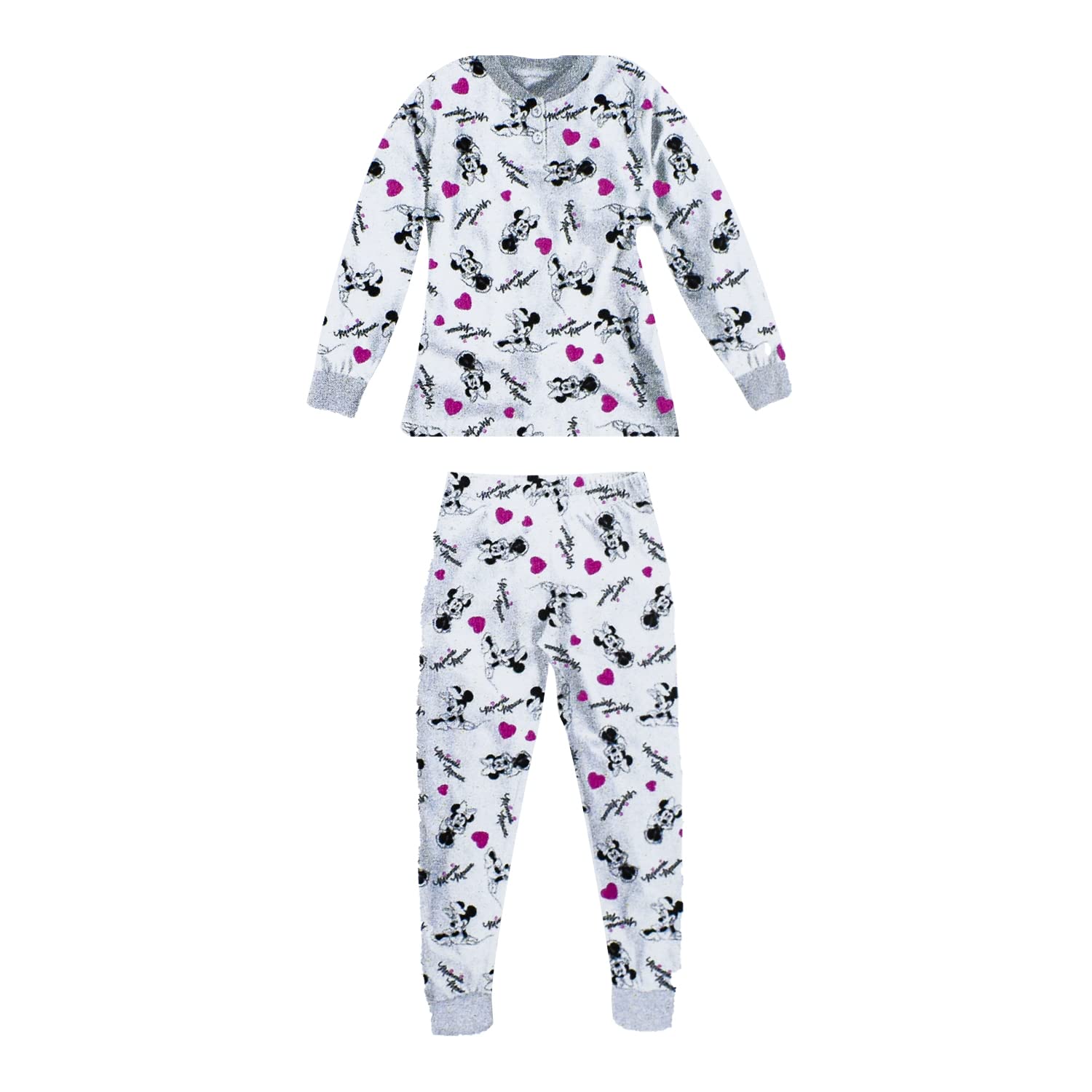 Sabor Disney Mickey Mouse Minnie TOPOLINA | Pigiama Lungo Bambina | Jersey di Cotone | Bianco O Rosa Chiaro (6 Anni, Bianco)