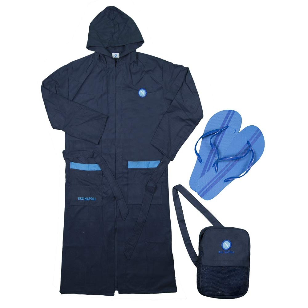 SSC NAPOLI P19b3n90654, Accappatoio Bambino in Microfibra Unisex, Blu, 5-6 Anni