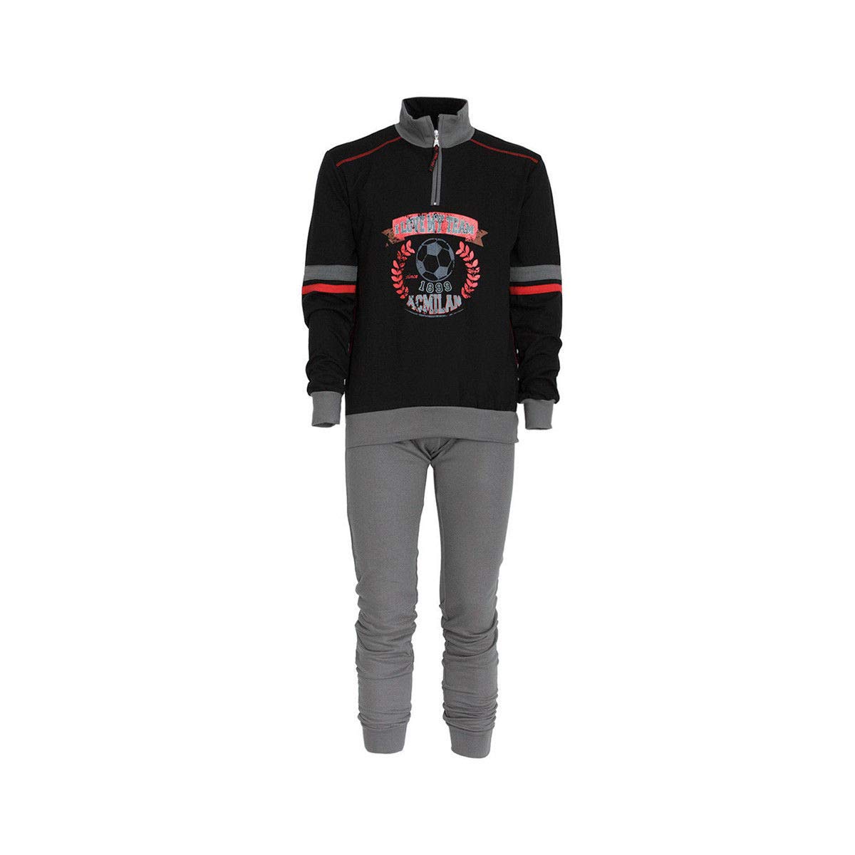 A.C. Milan Pigiama Ragazzo Ufficiale in Felpa MI15069 Nero T209 14 Anni