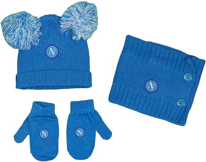 SSC NAPOLI SET SCIARPA+CAPPELLO+GUANTI N90661 (3-4 ANNI, CELESTE)
