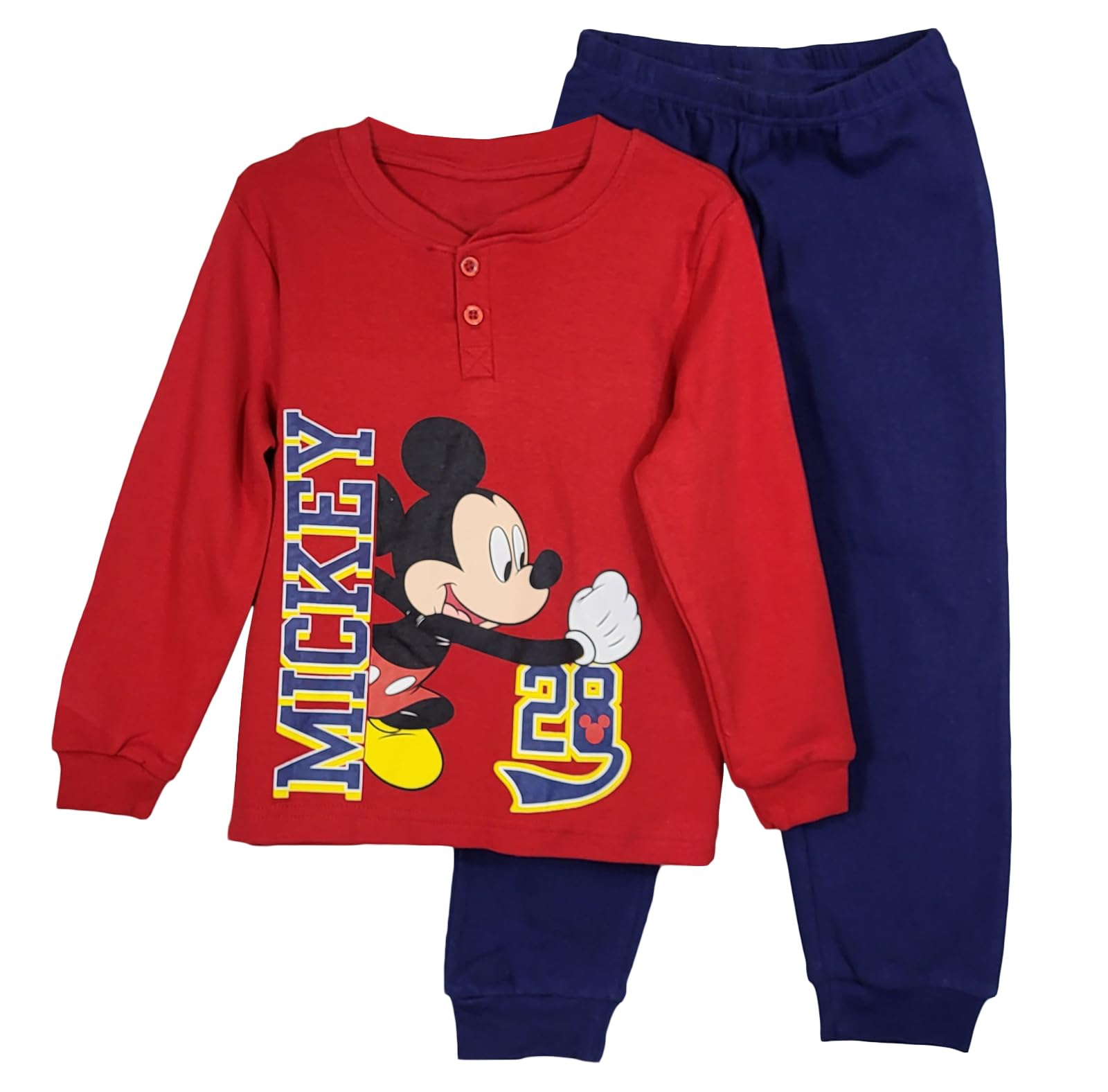 Pigiama Bambino Lungo in Caldo Cotone Invernale Disney Topolino Mickey Mouse 0558 Rosso (5 Anni)