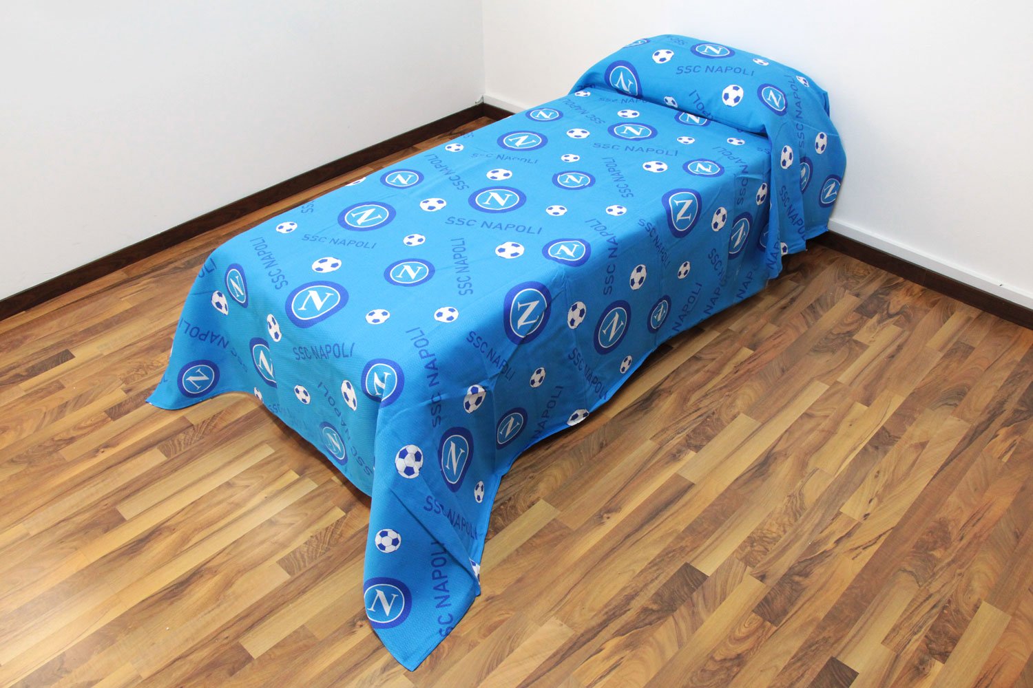 COPRILETTO 100% COTONE SSC NAPOLI 1P SINGOLO ART. PIQUET AZZURRO