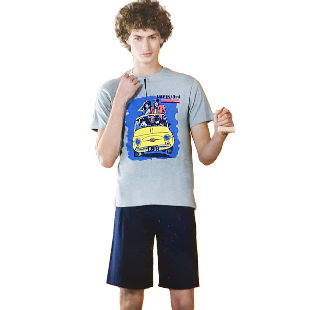 Sabor Lupin Pigiama Uomo Mezza Manica con Pantaloncino in Cotone (M)