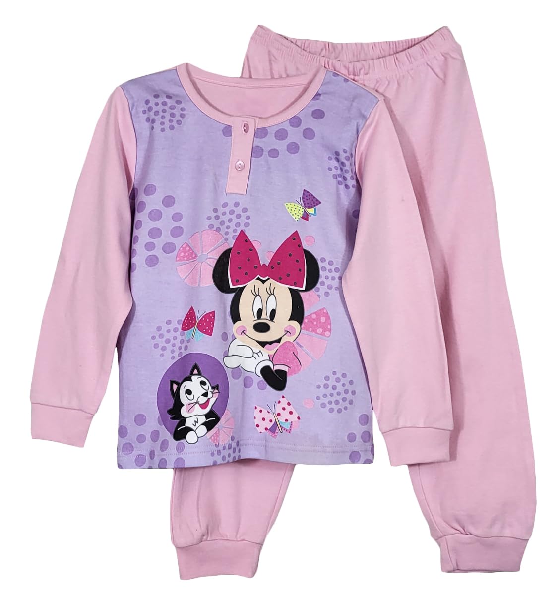 Pigiama Bambina Lungo in Caldo Cotone Invernale Minnie Mouse Disney 0561 Rosa Chiaro 3 Anni (98 cm)