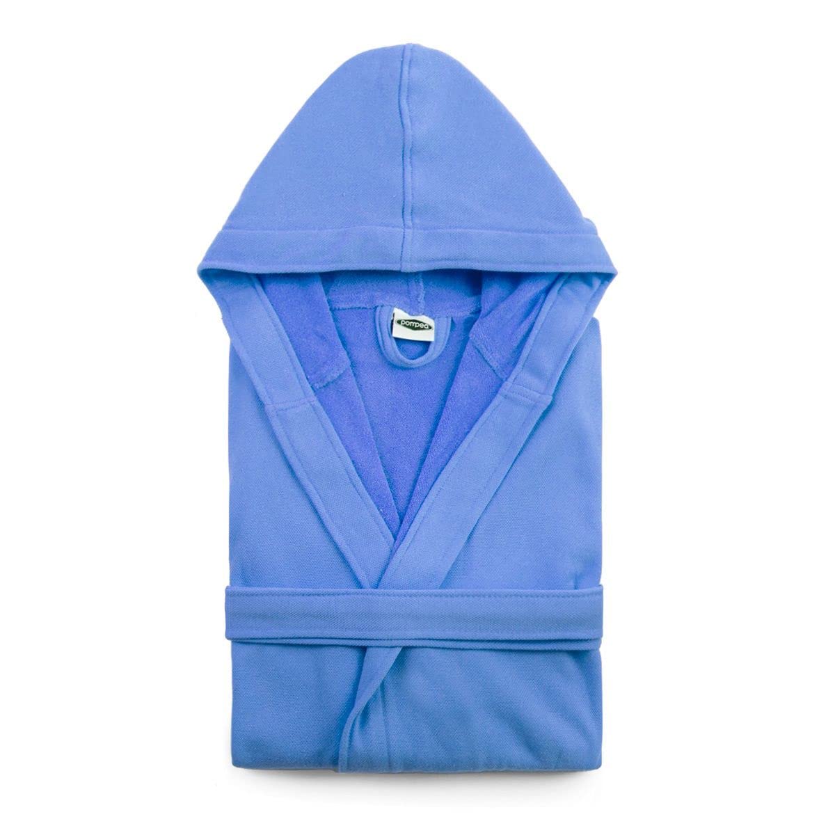Novia Pompea accappatoio Uomo Donna con cappuccio Microspugna (jersey) (L/XL, Azzurro)