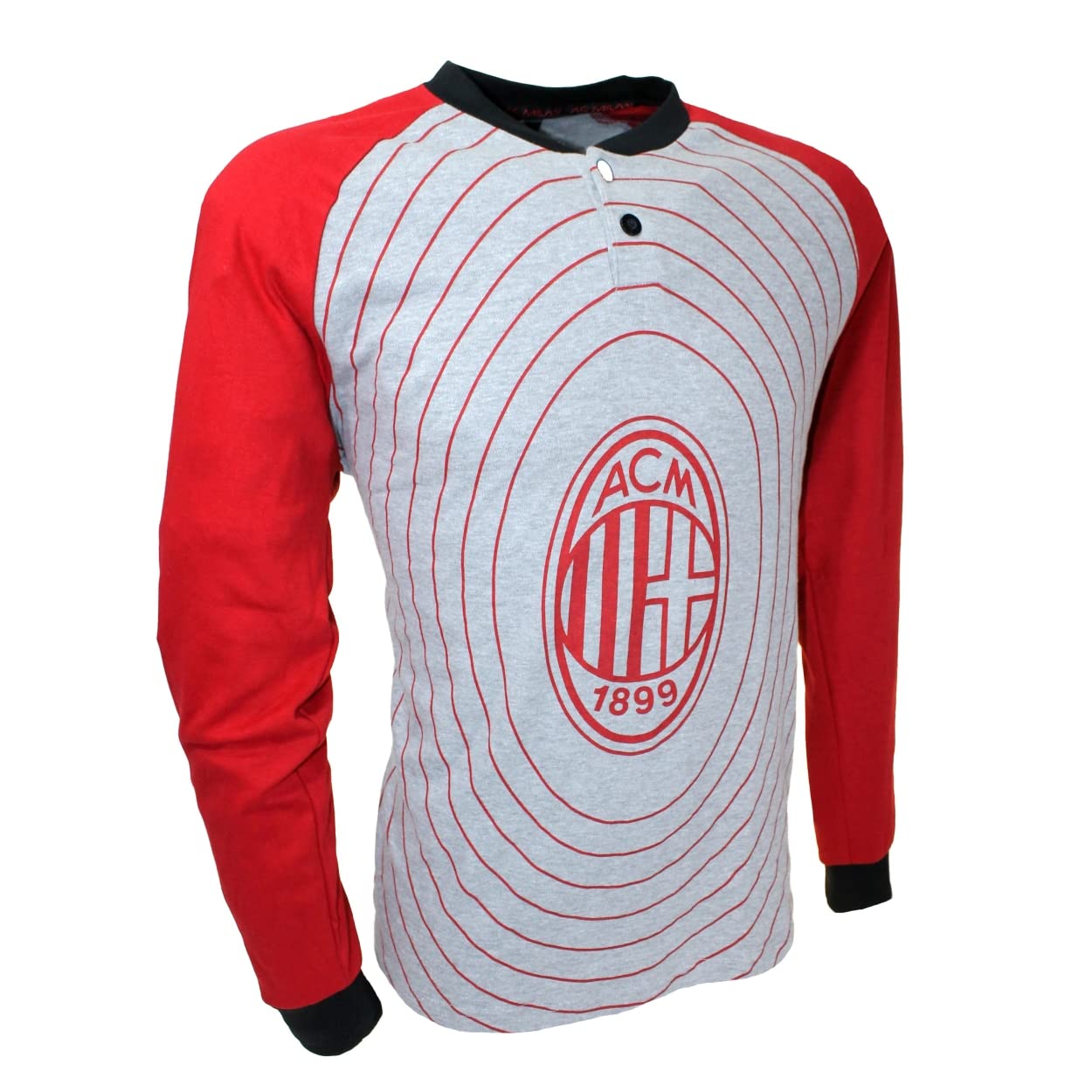 Sicem Milan Pigiama Ragazzo Caldo Cotone Interlock Originale Ufficiale Rosso Neri 15115 (Grigio Melange, 16)