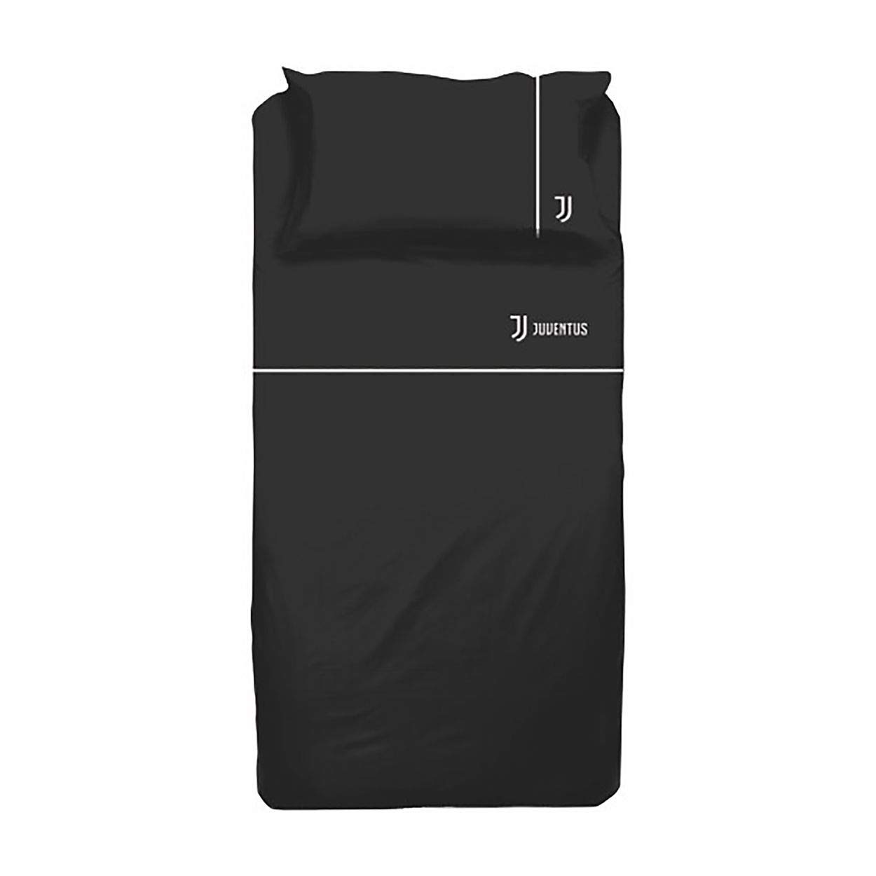 COMPLETO LETTO LENZUOLA NERE ORIGINALI JUVENTUS F C RICAMATE LOGO JJ 100% COTONE SINGOLO UNA PIAZZA - PIAZZA E MEZZA FRANCESE - 