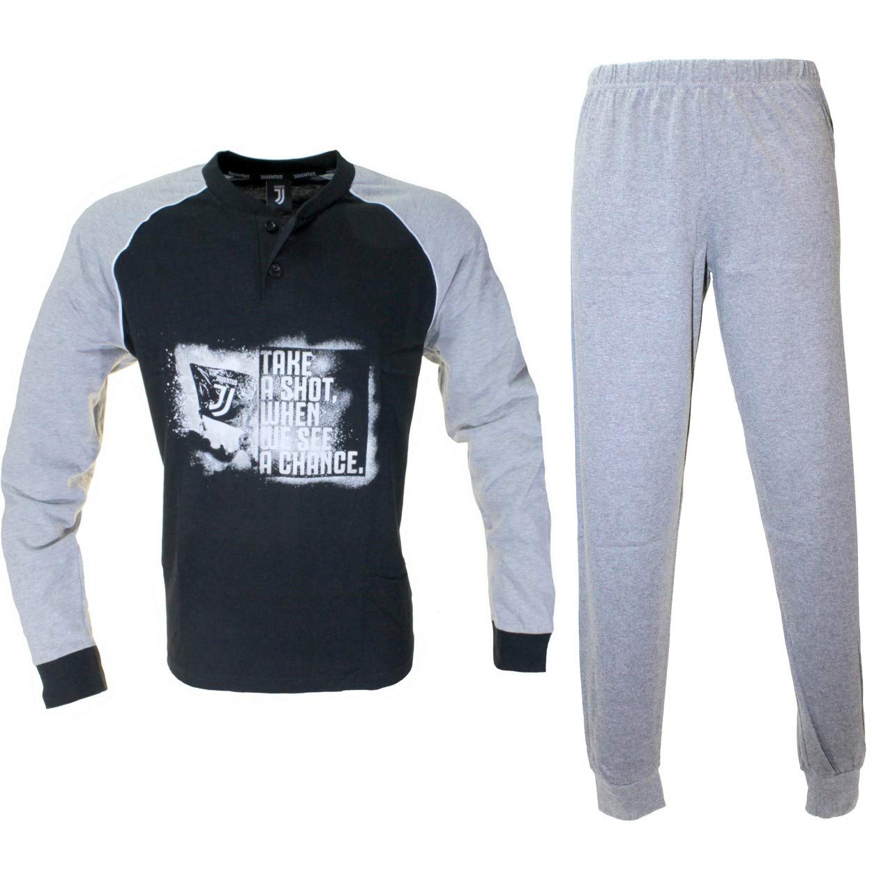 Pigiama Uomo Lungo in Cotone JFC Prodotto Ufficiale JU14090 Grigio (L)
