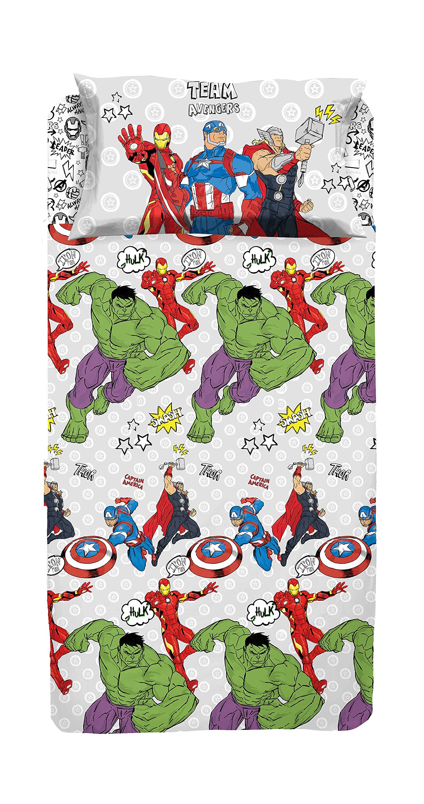 hermet Avengers/Completo Lenzuolo Singolo / 1 Piazza / 100% Cotone/Marvel/Disney/Prodotto Ufficiale