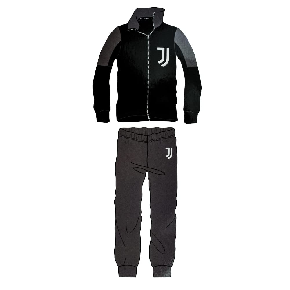 Juventus Pigiama Ragazzo in Caldo Pile in Due Colori Prodotto Ufficiale (as6, Age, 10_Years, Regular, Nero Full Zip, 12 Anni)