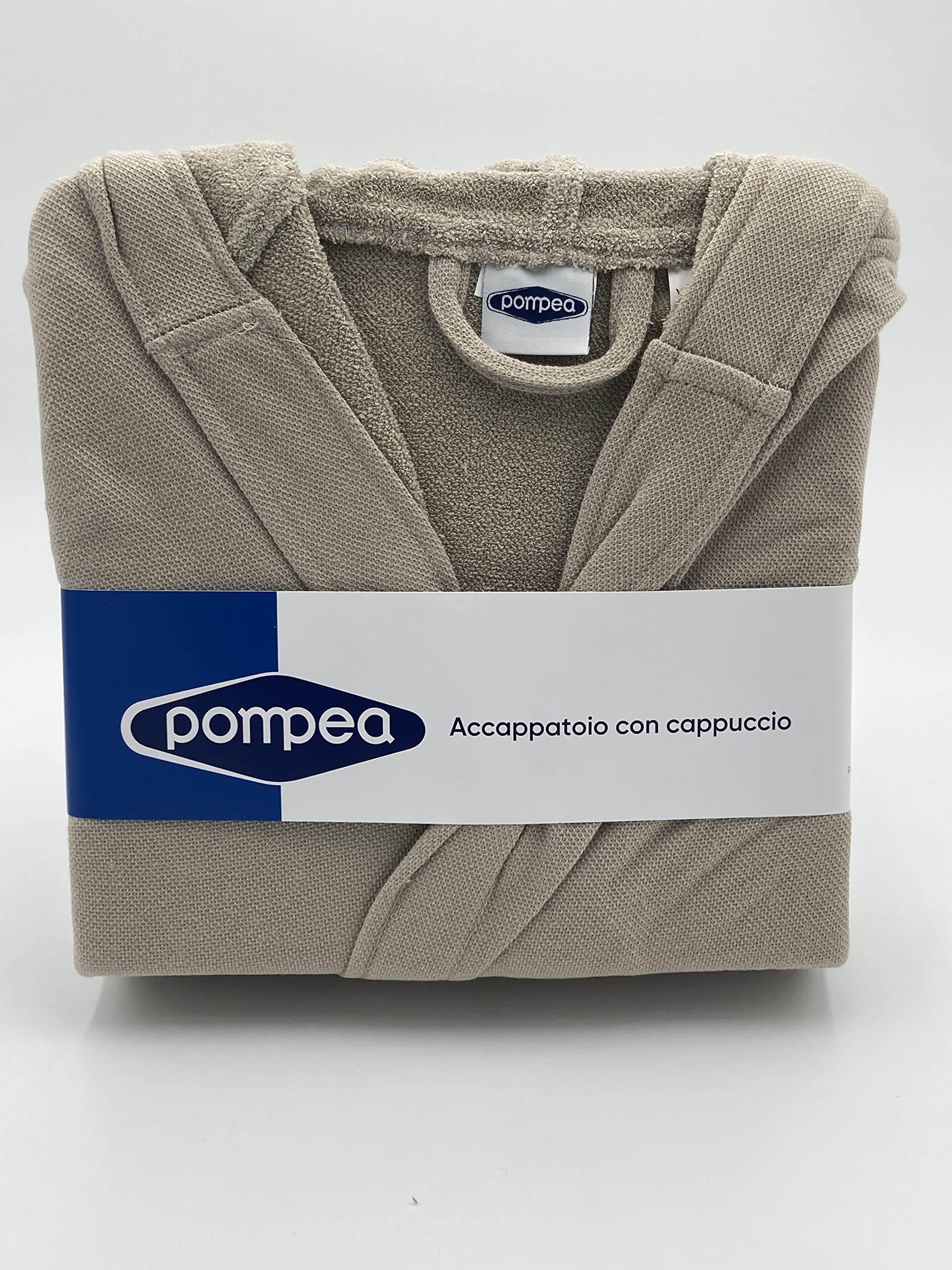 Novia Pompea accappatoio Uomo Donna con cappuccio Microspugna (jersey) (S/M, Beige)