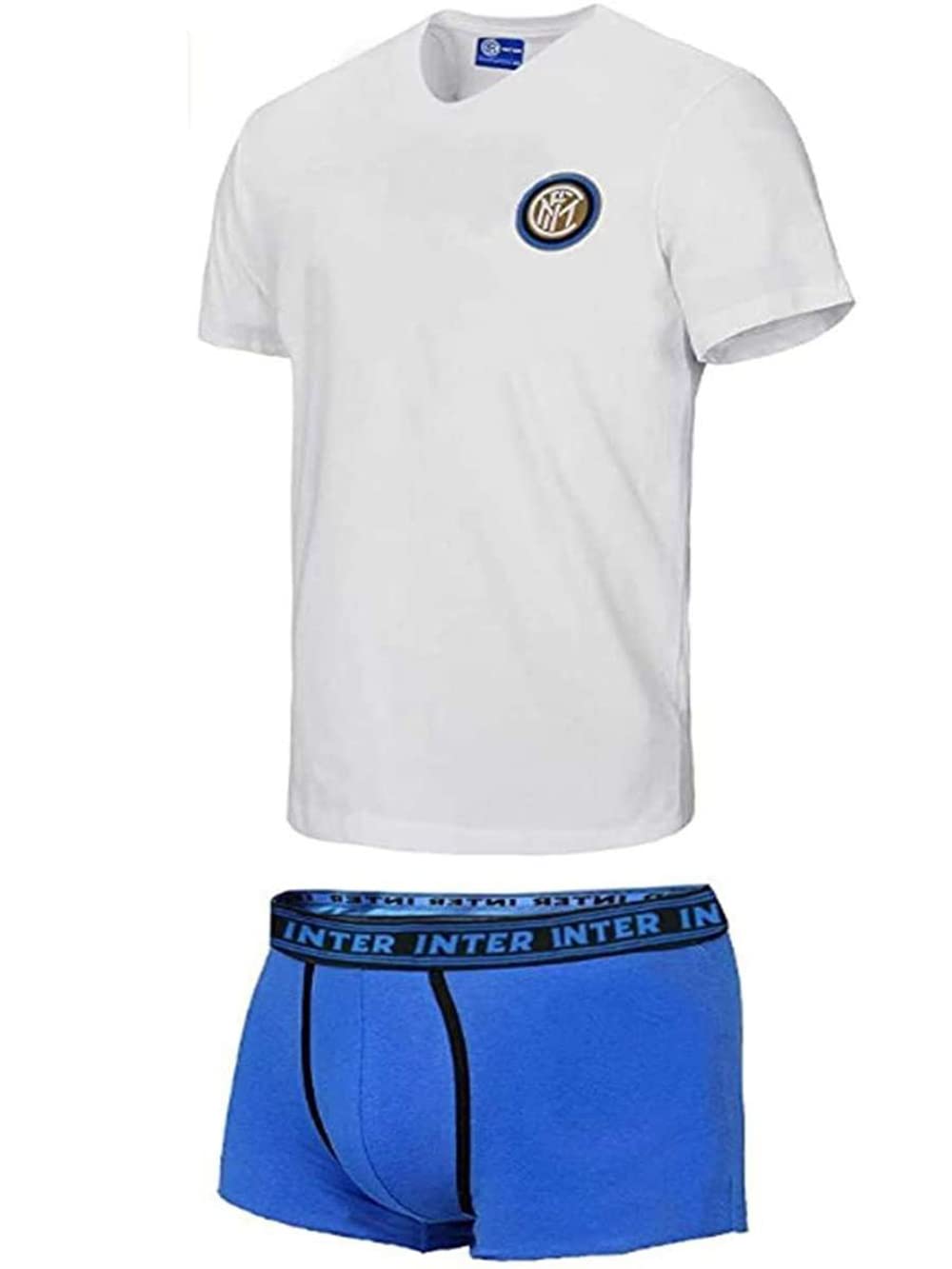 Completo/Coordinato Scollo Uomo V + Boxer Inter Official Product (XXL, Bianco)