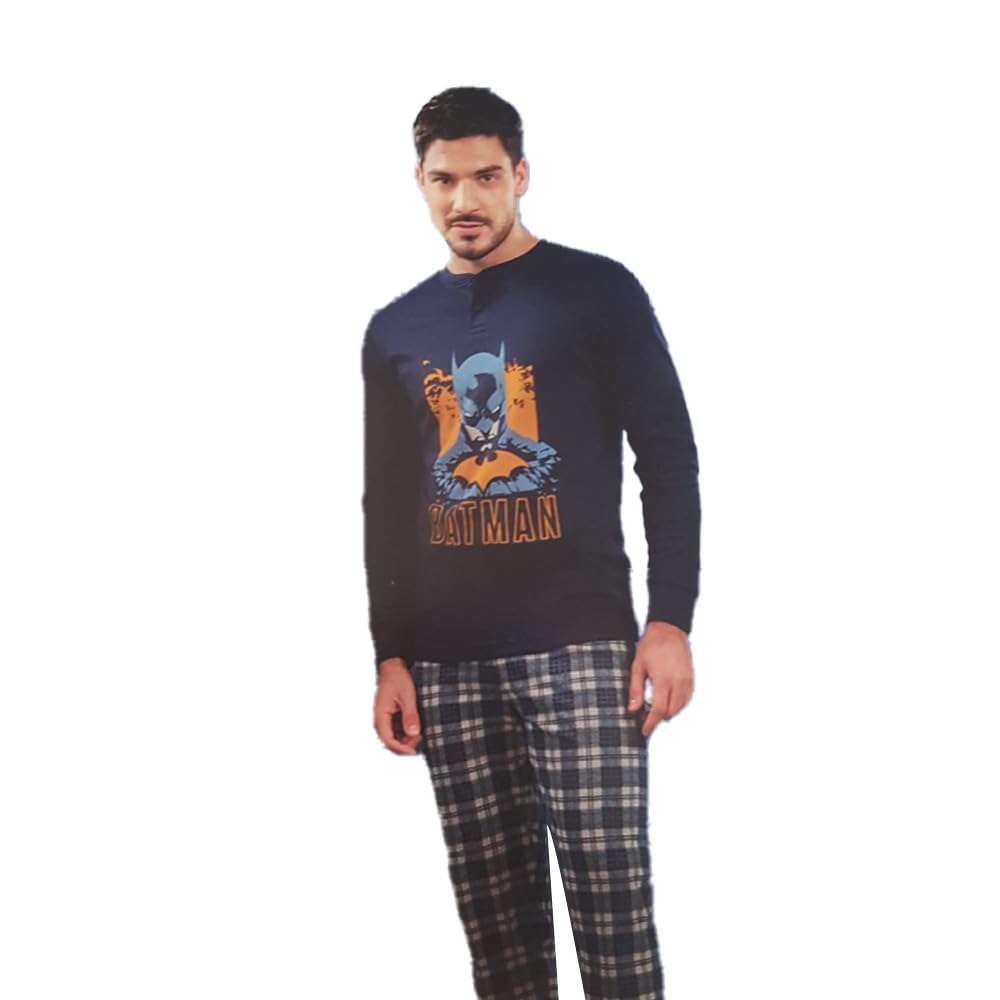SABOR Pigiama Uomo Batman Caldo Cotone (Blu, XL)