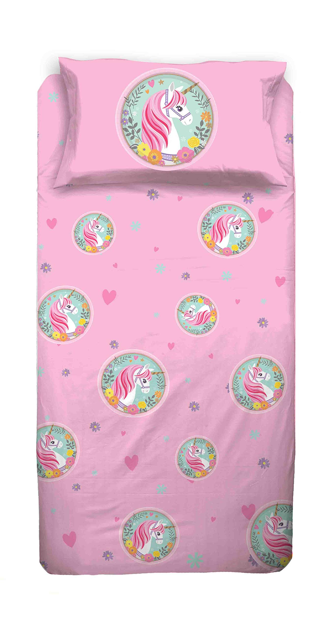Unicorno Completo Letto, Rosa, 150 x 290