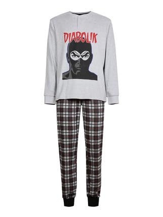 SABOR Diabolik Pigiama Caldo Cotone Uomo 7016 (Grigio Melange, M)