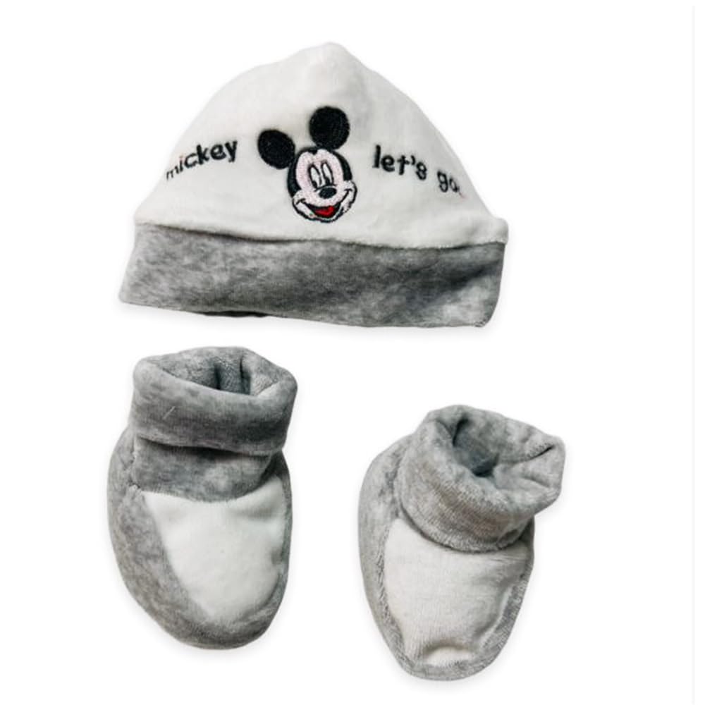 Disney Baby Set Berretto+ Scarpette CINIGLIA Topolino Colore Grigio Taglia 3/6 Mesi
