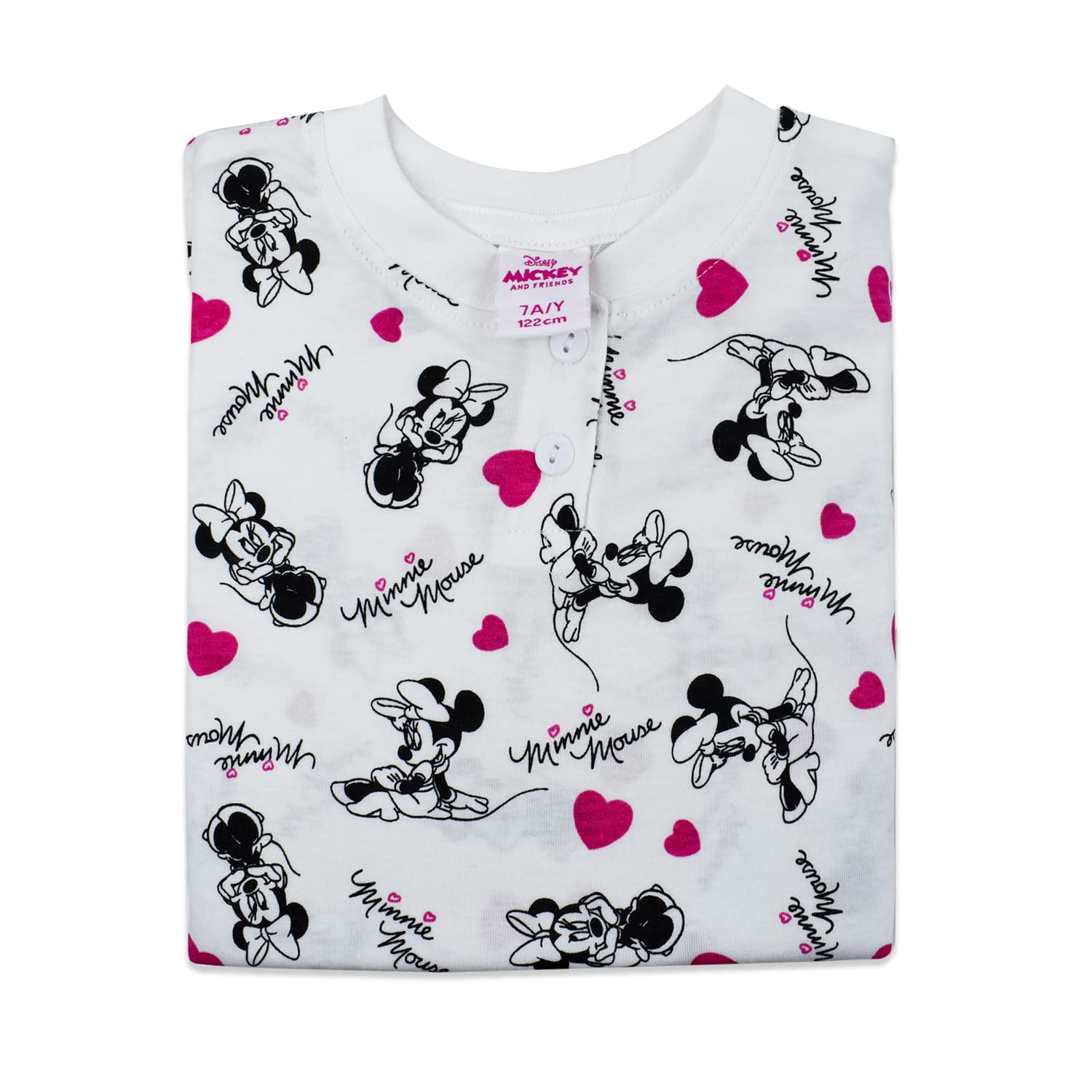 Sabor Disney Mickey Mouse Minnie TOPOLINA | Pigiama Lungo Bambina | Jersey di Cotone | Bianco O Rosa Chiaro (6 Anni, Rosa Chiaro
