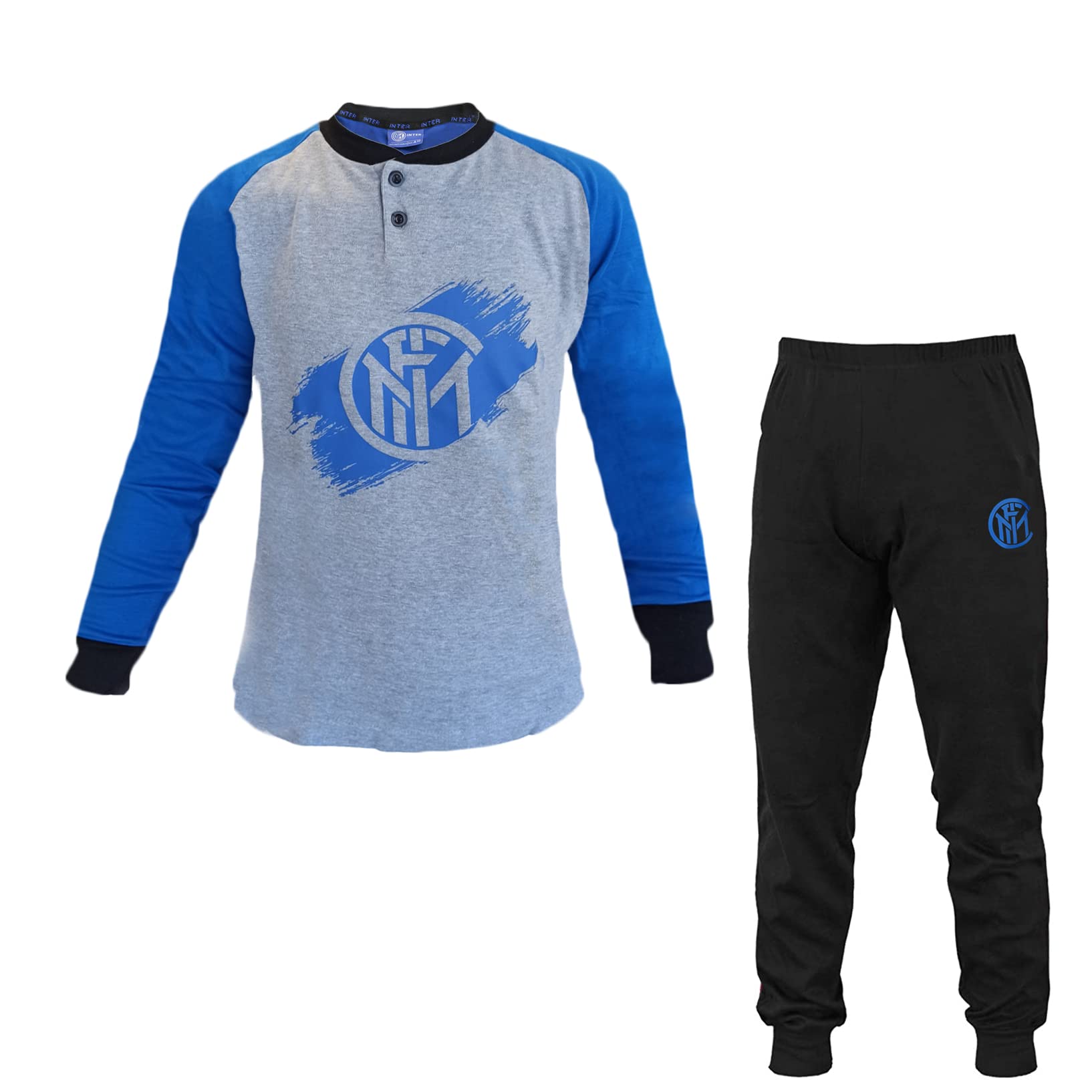 Pigiama Uomo in Caldo Cotone Inter Prodotto Ufficiale Art. IN14115 (M, Grigio)