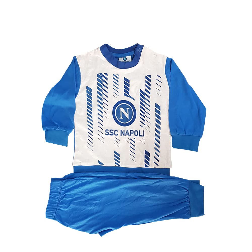 ORIGINAL INTIMO SSC Napoli Pigiama Lungo Bambino in 100% Cotone Prodotto Ufficiale Squadra Calcio (18 Mesi, Azzurro)
