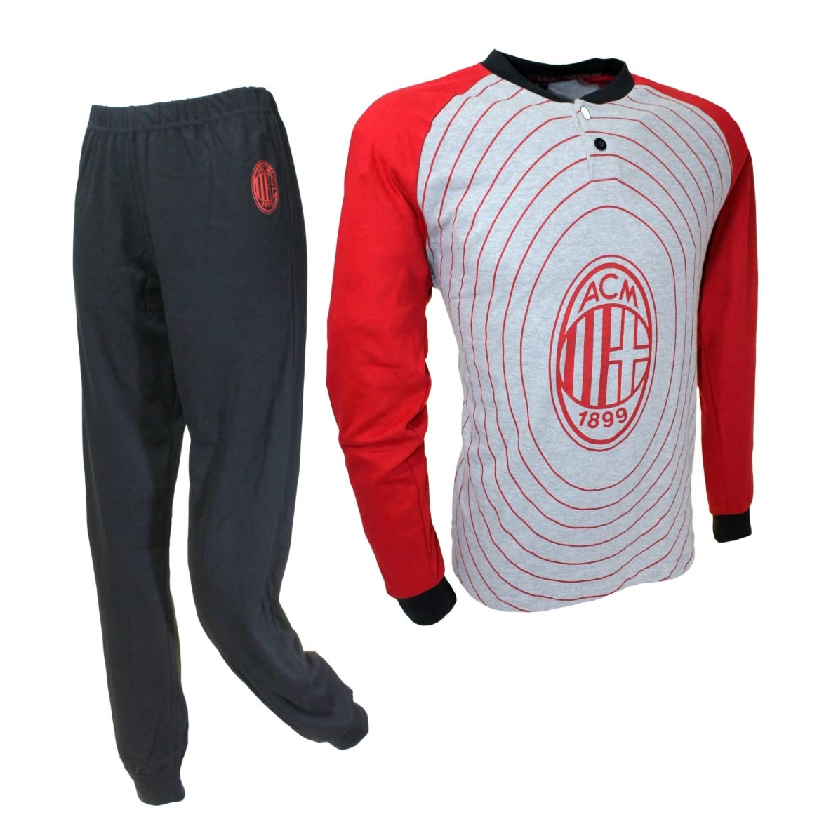 pigiama uomo lungo in caldo cotone MILAN prodotto ufficiale art. MI14115 (L, rosso)