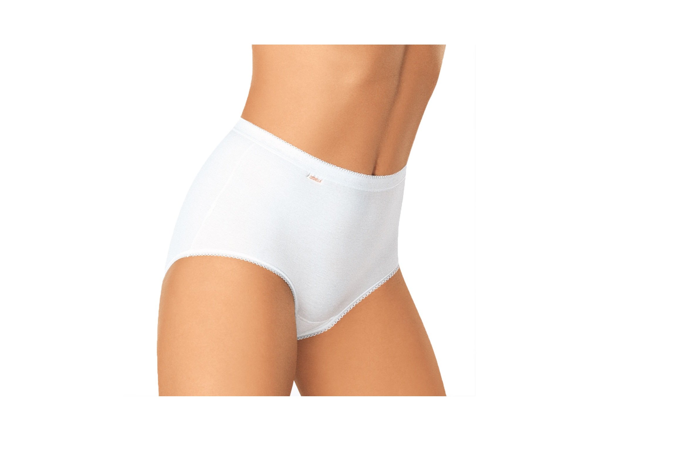 Cotonella 6 Slip Midi Donna Cotone Elastico Bianco Art.8001 (TG.7)