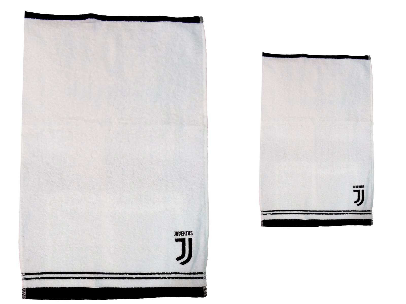 Juventus FC, Asciugamani Bagno, Set 2 Pezzi Asciugamano, Asciugamano Viso, Asciugamano Ospite, Bianco, 100 Percento Puro Cotone,