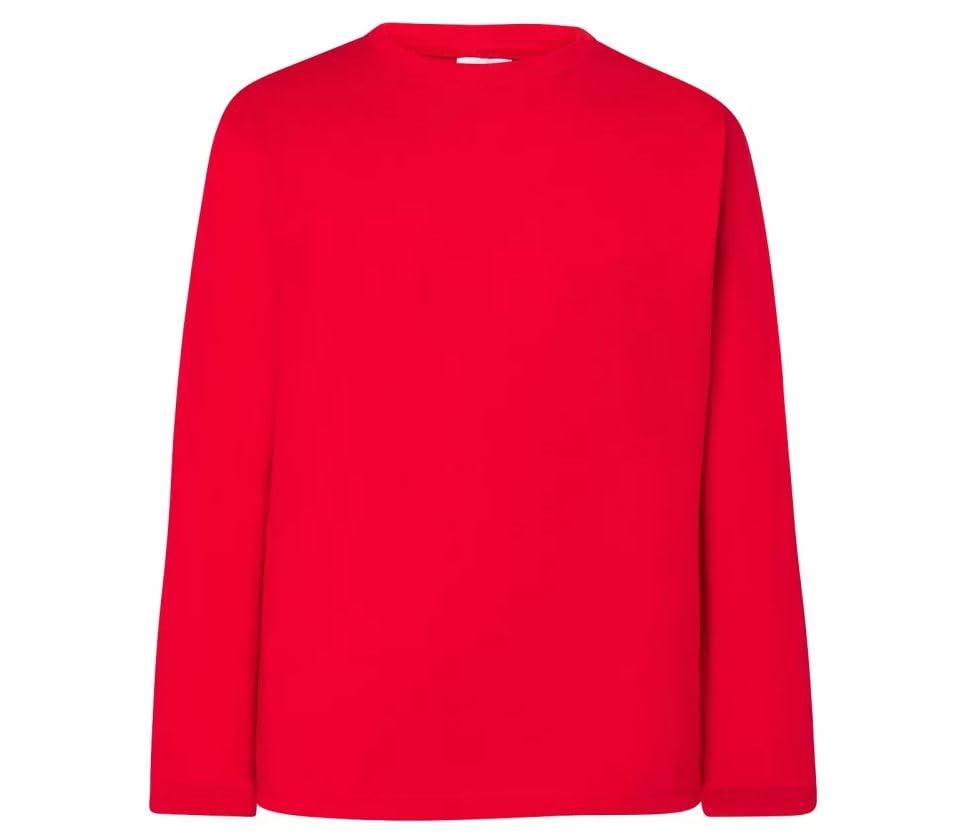 Generico JHK Maglia Bambino Lunga Manica in Cotone (12-14, Rosso)