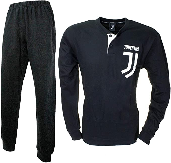 ORIGINAL INTIMO Pigiama Juve in 100% Cotone Jersey Prodotto Ufficiale Colore Nero (XXL)