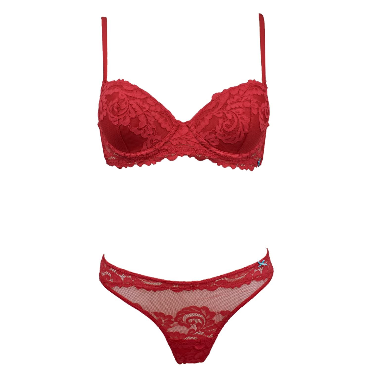 Infiore, Completo Natale Capodanno con Reggiseno Balconcino e Brasiliana Rosso in Cotone Elastan e Pizzo Serie 5000 (2)