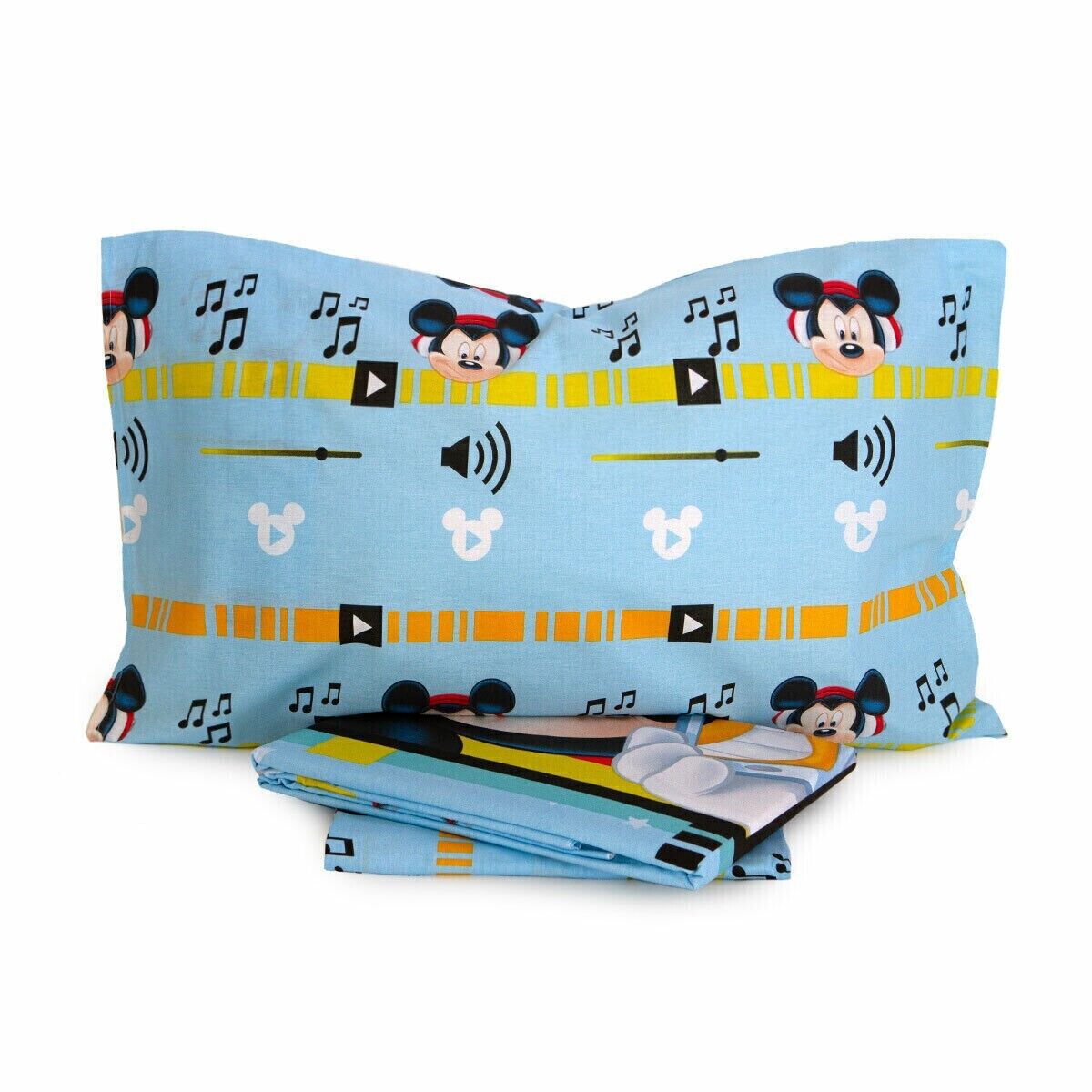 Disney Completo Letto Mickey 1 Piazza, Azzurro 100% cotone
